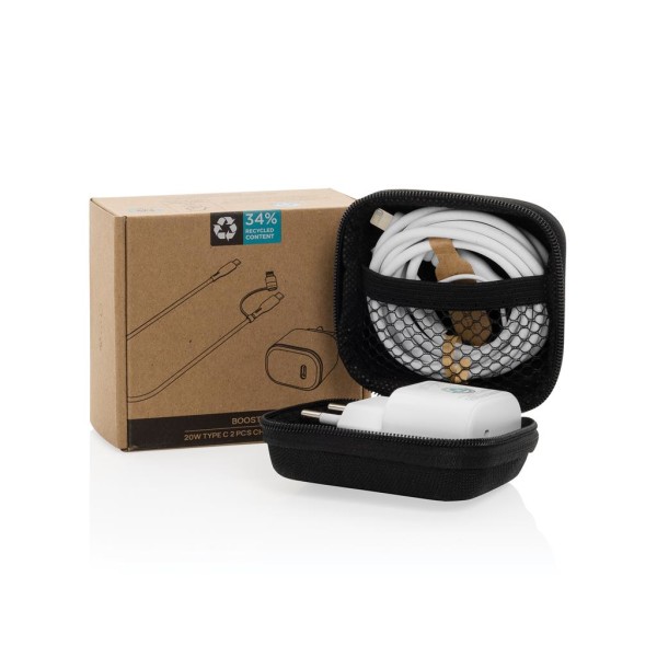 Charging set 2 pcs Boost 20W USB C from RCS recycled. plastic