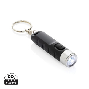 Keychain with USB rechargeable lamp Globix made of RCS plastic - Reklamnepredmety