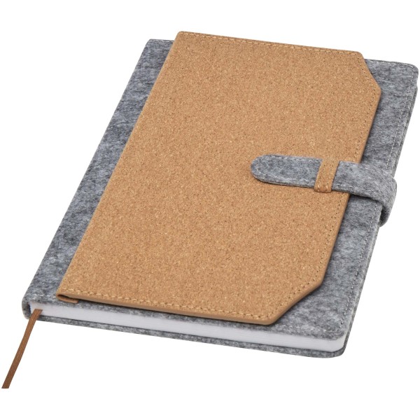 Viviana A5 format notebook made of recycled felt and cork