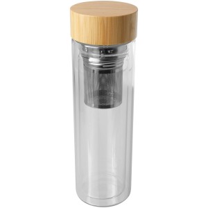 Bailey 400 ml borsilicate glass infuser bottle with bamboo lid - Reklamnepredmety