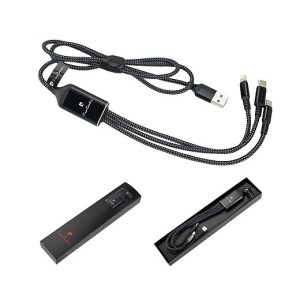 PIERRE CARDIN FLEUR Charging cable with three connectors - Reklamnepredmety