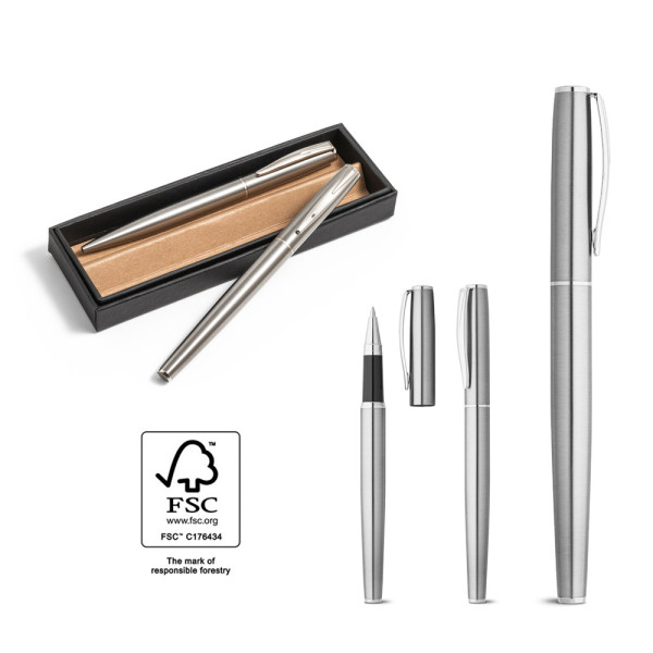 ELLA. Ballpoint pen set made from 53% recycled stainless steel
