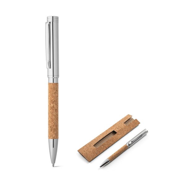 CORKO. Cork and metal ballpoint pen with rotating mechanism