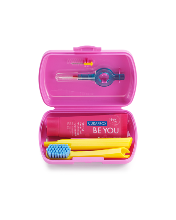 Curaprox travel set, pink