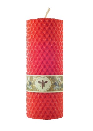 Red cylindrical candle
