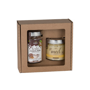 Gift set of hot Belgian chocolate with cinnamon and flower honey - Reklamnepredmety