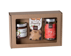 Gift set of Christmas magic tea, Christmas gingerbread and apple chocolate cream with cashews - Reklamnepredmety