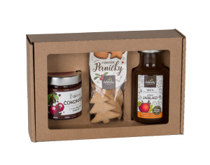 Gift set of Christmas gingerbread, cherry chocolate cream and Winter apple concentrate - Reklamnepredmety