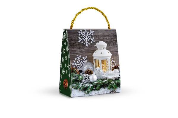 Cocoa pralines in dark chocolate in a gift bag – Lucerna