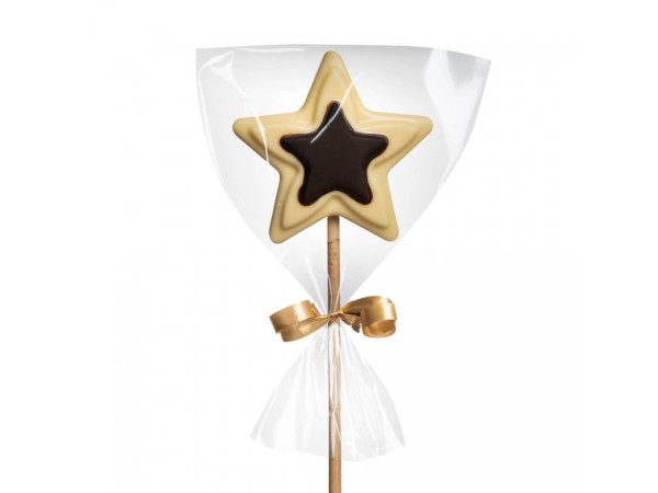 Chocolate lollipop Star, white/bitter