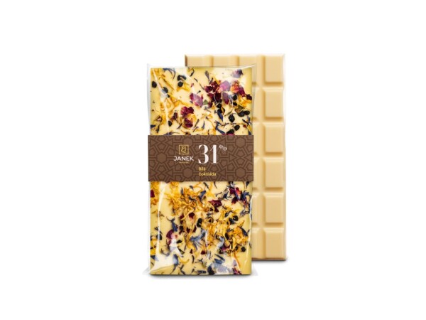 Herbal white chocolate - marigold, elderberry, cornflower, rose