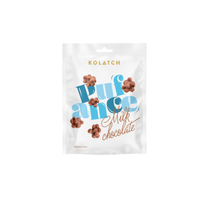 BIO Extruded corn in PUFANCE milk chocolate - Reklamnepredmety