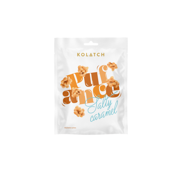 PUFANCE – Extruded corn in white chocolate with caramel 33 g