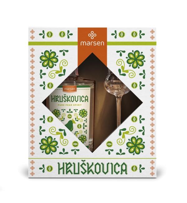 Gift box Hruškovica Traditional 42% with a glass