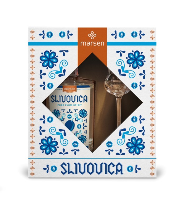Slivovica Traditional 42% gift box with glass
