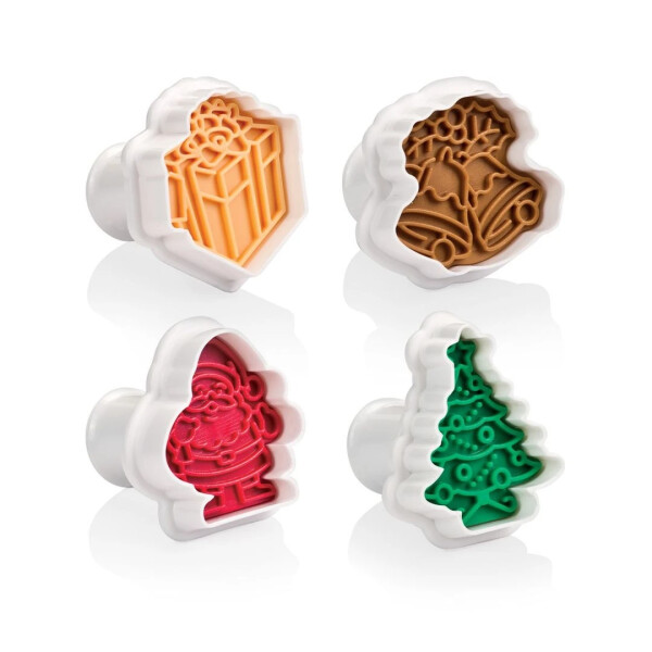 Cutters with stamp 4 pcs, Christmas