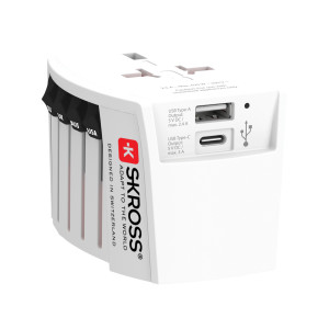 SKROSS World MUV 2-pole travel adapter with USB A and C - Reklamnepredmety