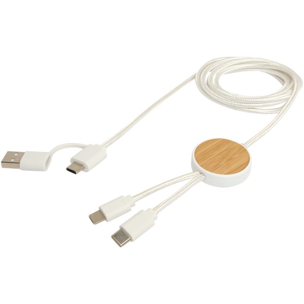 Chechia 5-in-1 data sync and 27W fast charge cable with bamboo details, 150 cm