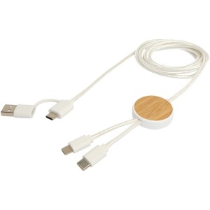 Chechia 5-in-1 data sync and 27W fast charge cable with bamboo details, 150 cm - Reklamnepredmety