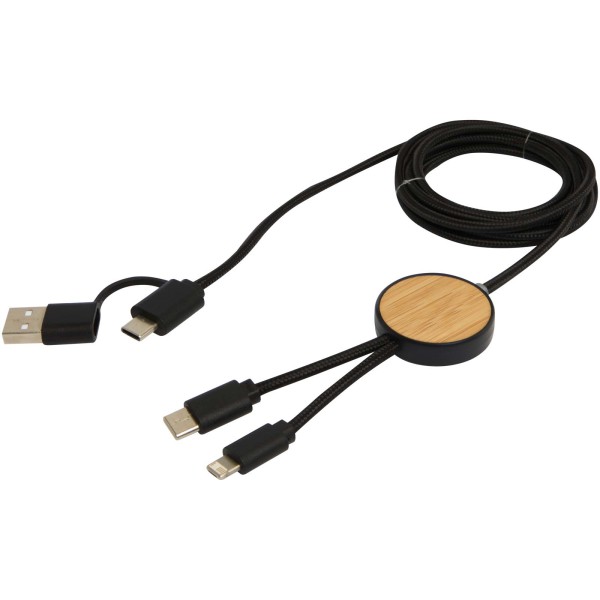 Chechia 5-in-1 data sync and 27W fast charge cable with bamboo details, 150 cm