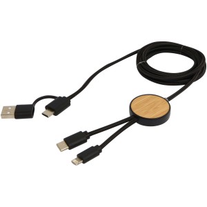 Chechia 5-in-1 data sync and 27W fast charge cable with bamboo details, 150 cm - Reklamnepredmety