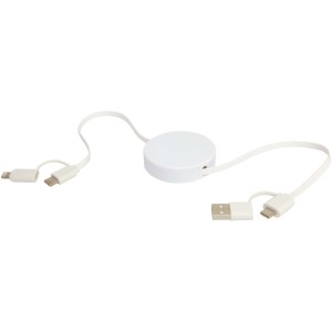 Citala 5-in-1 recycled plastic 90 cm retractable data sync and 40W fast charge cable - Reklamnepredmety