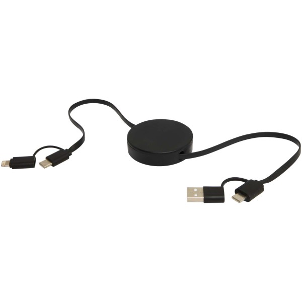 Citala 5-in-1 recycled plastic 90 cm retractable data sync and 40W fast charge cable