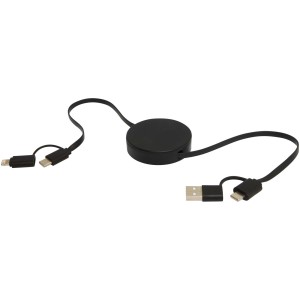 Citala 5-in-1 recycled plastic 90 cm retractable data sync and 40W fast charge cable - Reklamnepredmety