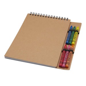 Doodle A5 spiral soft cover notebook and crayon set - Reklamnepredmety