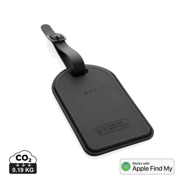 Luggage tag with charging locator made of RCS polyester