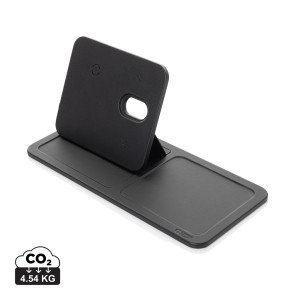 Swiss Peak 3in1 wireless desktop charger made of RCS recycled. PU - Reklamnepredmety