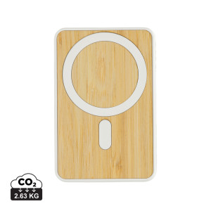 Zen 5000mAh 5W magnetic power bank made from RCS plastic and bamboo - Reklamnepredmety