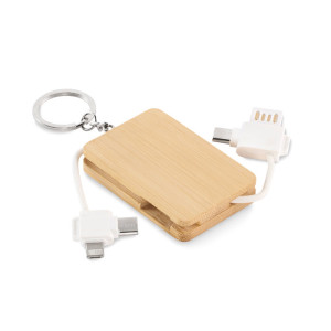 Bamboo cover key ring charging cable UPOW - Reklamnepredmety