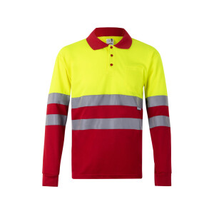 VL VULCAN. Two-tone bird-eye polo shirt (160g/m²) with long sleeves, in polyester (100%) - Reklamnepredmety