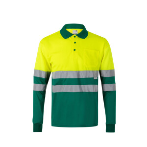 VL VULCAN. Two-tone bird-eye polo shirt (160g/m²) with long sleeves, in polyester (100%) - Reklamnepredmety