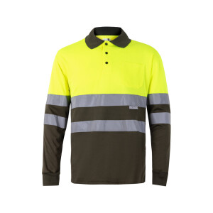 VL VULCAN. Two-tone bird-eye polo shirt (160g/m²) with long sleeves, in polyester (100%) - Reklamnepredmety
