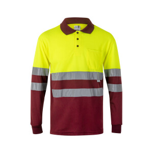 VL VULCAN. Two-tone bird-eye polo shirt (160g/m²) with long sleeves, in polyester (100%) - Reklamnepredmety