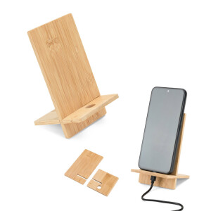 GALEN. Bamboo mobile phone holder, detachable into two parts - Reklamnepredmety