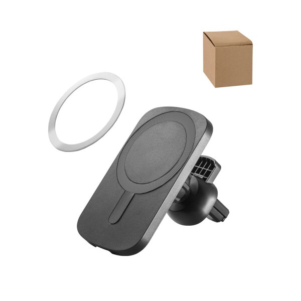 KOCH. Car smartphone holder with wireless magnetic charger 15W in recycled ABS (100% rABS)