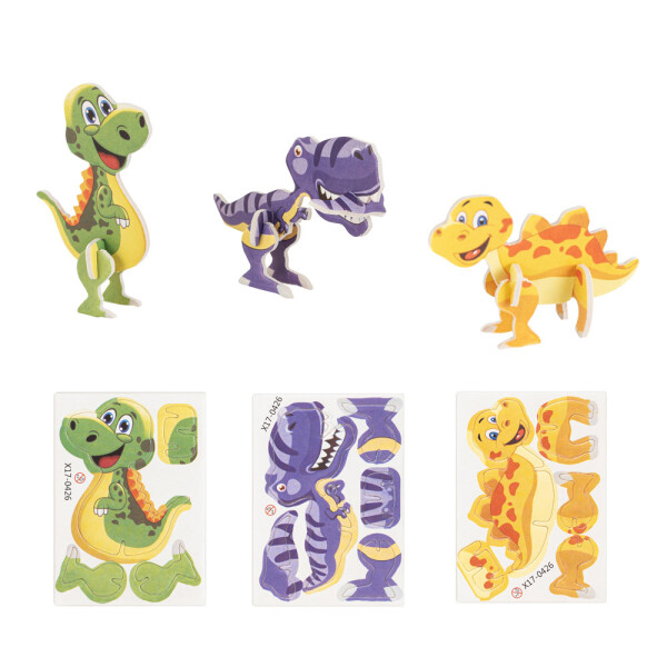 DINOSAURUS. 3D puzzle in paper and EVA in the shape of a dinosaur