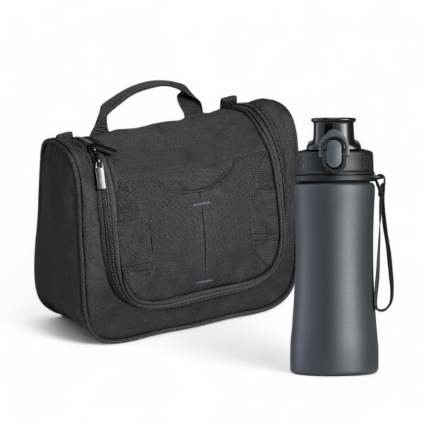 PRIMO SET III: STEEL BOTTLE AND COSMETIC BAG
