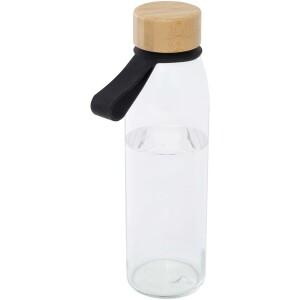 Porto glass water bottle with 500 ml capacity, silicone handle and bamboo lid - Reklamnepredmety