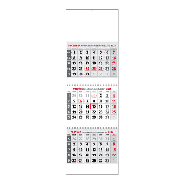 Planning calendar KLASIK 3M gray 2026