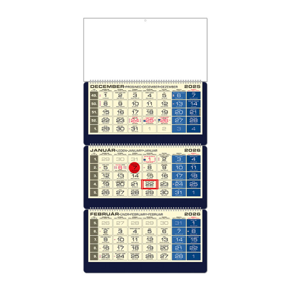 LUXUS 3M blue planning calendar 2026