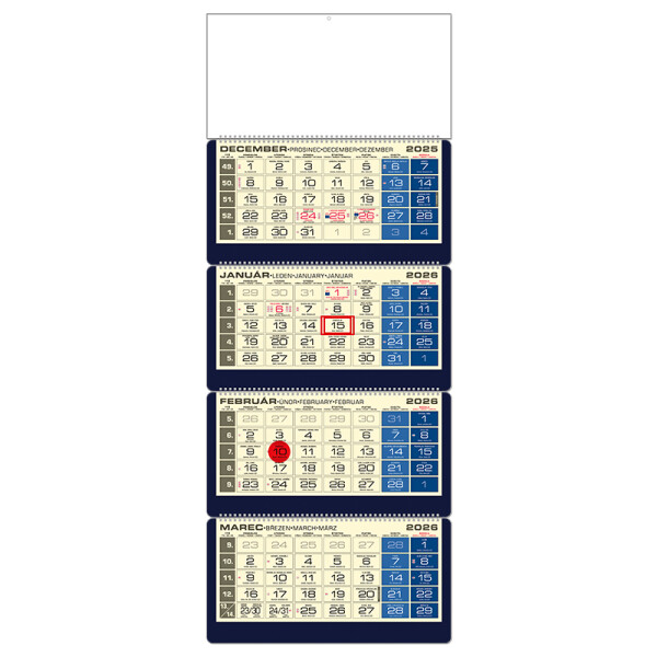 LUXUS 4M blue planning calendar 2026