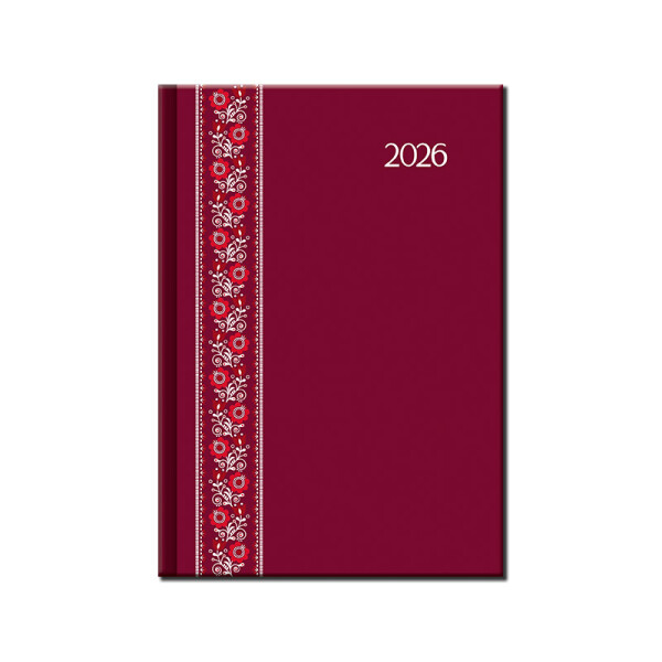 Daily diary A5 FOLK red 2026
