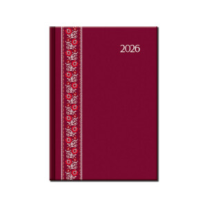 Daily diary A5 FOLK EXTRA red 2026 - Reklamnepredmety