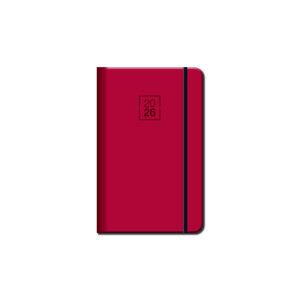 Mini diary A6 FLORENCIA red with elastic band 2026 - Reklamnepredmety