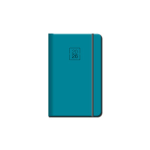 Mini diary A6 FLORENCIA turquoise with elastic band 2026 - Reklamnepredmety