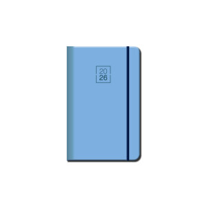 Mini diary A6 FLORENCIA light blue with elastic band 2026 - Reklamnepredmety
